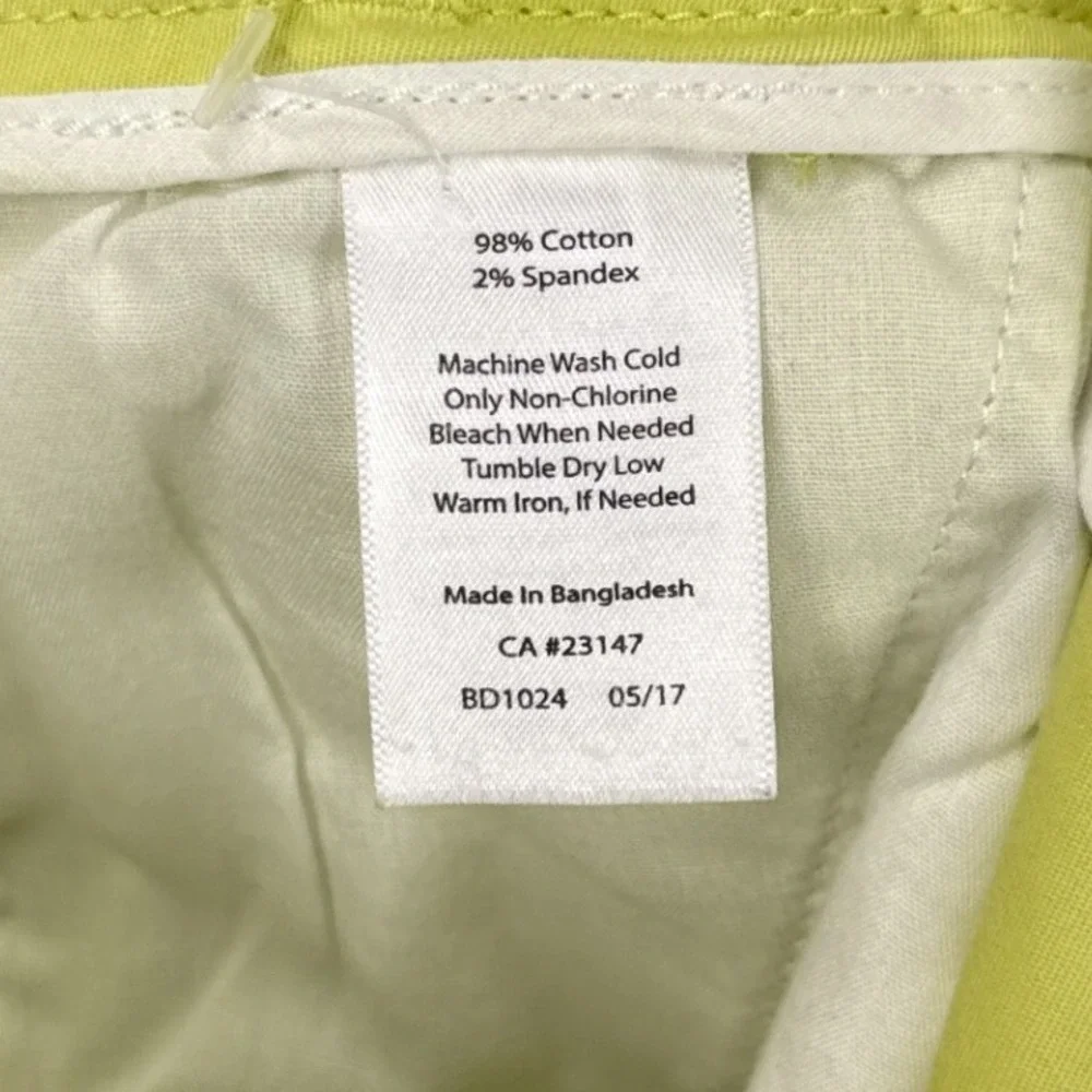 Talbots Cropped Pants 10P Yellow Stretch Cotton Chino Capri Petites
